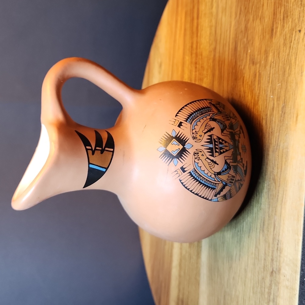 5in Vintage from the 90s Pottery Pitcher Aztec Southwest Pottery Jug Vessel